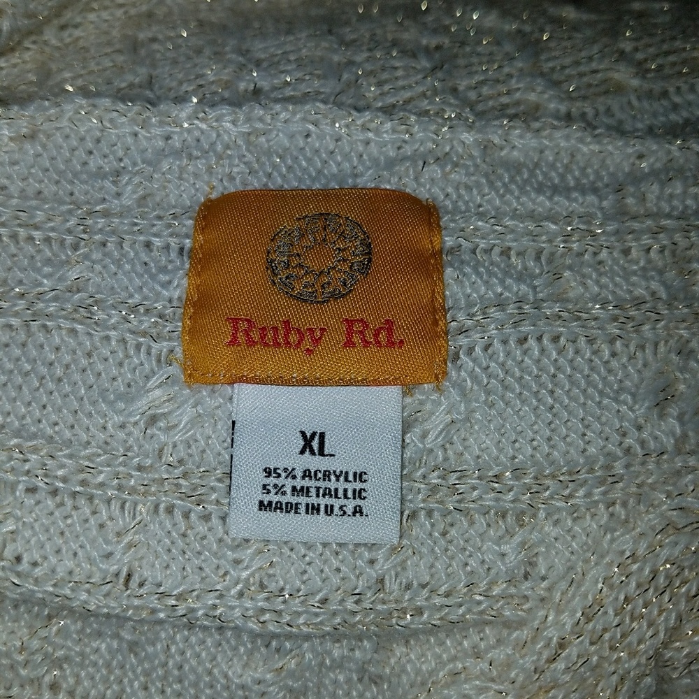 Ruby Rd Xl Cream Metallic Sweater - image 4